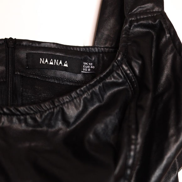 Nana Black Faux Leather Mini Dress - US8 - Picture 3 of 3